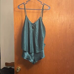 Elegant Teal Satin Pajama Set